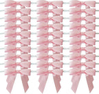 50pcs 2.5" Light Pink Polyester Satin Ribbon Bows with Twist Ties for Gift Wrapping Packing Easter Rabbit Decoration (Lt.Pink)