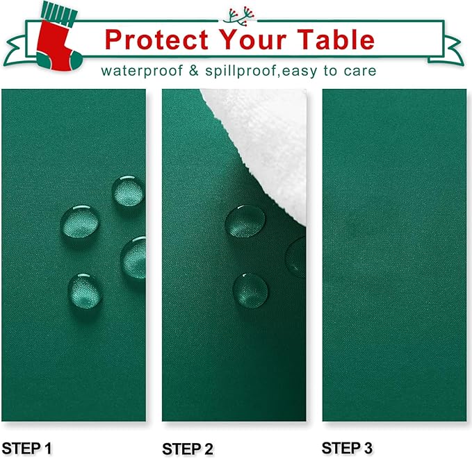 Hiasan Rectangle Tablecloth - Waterproof Wrinkle Resistant and Spillproof Washable Fabric Table Cloth for Dining Room Kitchen, Emerald Green, 60 x 120 Inch