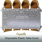 Exquisite Lace Table Cloth Rectangle Table Plastic 12-Pack Lace Tablecloth Rectangular 54" X 108" | Silver Floral Tablecloth Disposable | Wild Flower Party Decorations & Party Supplies