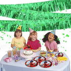 Green Foil Fringe Garland 10FT 6packs, Metallic Foil Tinsel Fringe Banners for Parade Float Decorations Wedding, Birthday Party Graduation (six Green)