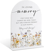 Memorial Table Sign for Wedding, Boho Floral In Loving Memory Sign, Wedding Signage with Stand, Bridal Shower Table Centerpieces, Supplies for Engagement Reception and Event Party, 37