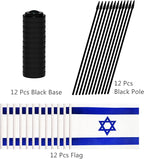 12 Pack Israel Desk Flags Set, Israeli Small Mini Table Office Flags with 12" Solid Black Pole, 8.2 x 5.5 Inches, Home and Office Decoration, Festival Celebrations