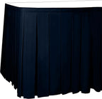 Ultimate Textile Pleat Polyester Fabric Table Skirt - Machine Washable Flame Resistant with Clips for Events, Weddings & Trade Shows, Cut & Sewn in Paterson, NJ - Navy, 17' Box Pleat