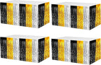 4 Pack 29x108 Inch Metallic Foil Fringe Tinsel Table Skirts for Rectangle Tables Streamer Backdrop for Wedding Birthday, Parade Floats, Christmas, Halloween Party Decoration(Gold Silver Black)