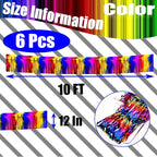6 Pack 10 Feet Foil Fringe Garland Metallic Tinsel Streamers Banner Wall Hanging Curtain Backdrop Banner for Parade Floats, Thanksgiving, Christmas, Birthday, Halloween Party Decorations(Rainbow)