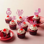 30 PCS He Asked She Said Yes Cupcake Toppers Diamond Ring Cupcake Picks Love I Do Cake Picks for Wedding Enaggement Bridal Shower Party Cake Decorations Supplies Pink