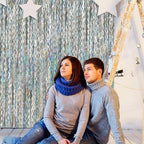 Tinsel Foil Fringe Curtains Wavy Backdrop for Parties Sparkle Metallic Wavy Foil Fringe Backdrop Curtain for Party Decorations Photo Booth Props for Birthday Graduation Wedding