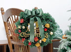 Christmas Ribbon Wired Green Satin Ribbons 1-1/2 Inch Double-Faced Gold Glitter for Tree Decoration, Wreath, Gift Wrapping, Home Decor 10 Yards
