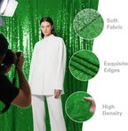 Green Sequin Backdrop Curtain 4 Pieces 2FTx8FT Glitter Photography Backdrop for Party Wedding Birthday Christmas Decorations