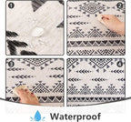 MYSKY HOME 60x120 Boho Rectangle Tablecloth Linen Farmhouse Tablecloth Waterproof Decorative Fabric Table Cloth for Kitchen Dining Bohemian Tablecloth for 8 Feet Table, Grey