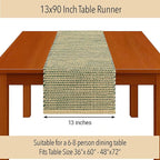 Chardin home Natural Jute Table Runner 13x90 Inch – Vintage Boho Rustic Table Decor – Handwoven Table Runner in Natural Jute and Green – Farmhouse Dining or Console Table Accent