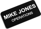 Custom Engraved Name Tag Badges – Personalized Identification with Pin or Magnetic Backing, 1.5 Inches x 3 Inches, Black/White