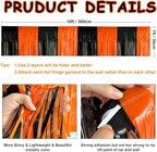 4 Pack 10 Feet Black Orange Halloween Parade Float Decorations for Trailer Car, Foil Fringe Tinsel Streamers Banner Garland for Halloween Graduation Homecoming Party Decoration (Black Orange)