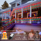 KNONEW 33FT 400 LED Christmas Lights Outdoor Black Wire String Lights with 75 Drops, 8 Lighting Modes, Timer Memory Function Connectable Hanging Curtain Lights for Halloween Party Decor(Multicolor)