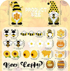 Xuhal 25 Pcs Bee Decor Refrigerator Magnets Happy Bee Gnome Sunflower Magnetic Stickers Car Magnets Fridge Garage Decor Party Supplies for Cars Office Whiteboard Mailbox