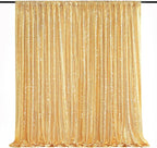 QueenDream Gold Sequin Backdrop Curtain Party Decorations: 10ft x 10ft Glitter Background Sequin Fabric for Wedding Birthday Ceremony
