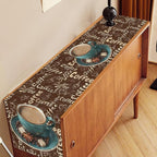 Coffee Theme Table Runner, Farmhouse Retro Brown Coffee Cup Tea Party Rustic Cafe Table Center Decor for Home Kitchen Dining Patio Holiday Party Indoor Outdoor Table Decorations,13"x72" Inch