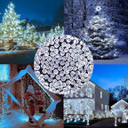 YEGUO 165ft 500 LED Christmas Lights Outdoor Waterproof, White String Lights Indoor, Green Wire Twinkle Tree Light Plug in with 8 Modes Timer Memory