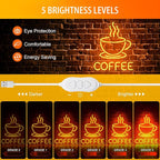 Coffee Neon Sign for Wall Decor, Dimmable USB Powered Bright Led Signs for Business Acrylic LED Neon Coffee Light up Sign for Shop Station Art Decor Party Decorations (15.7 * 12.8inches)