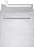 LUXPaper Square Invitation Envelopes | Peel & Press | 6" x 6" | Silver Metallic | 80lb. Text | 50 Qty