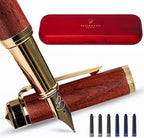 Ellington Pens Elegant Wood Fountain Pen Set – Includes Wooden Pen Box, Ink Converter, 6 Ink Cartridges, and Gift Box – Writing, Calligraphy