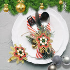 Halatool Set of 8 Christmas Napkin Rings Colorful Snowflake Napkin Holder for Christmas Thanksgiving Holiday Party Table Decoration