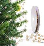 Christmas Garland, 9.8Ft Crystal Glass Beads Strands, 100pcs 10mm Faceted Waterdrop Glass Beads Hanging Ornament for Christmas Tree Centerpieces Wedding Party Decorations (Gold)