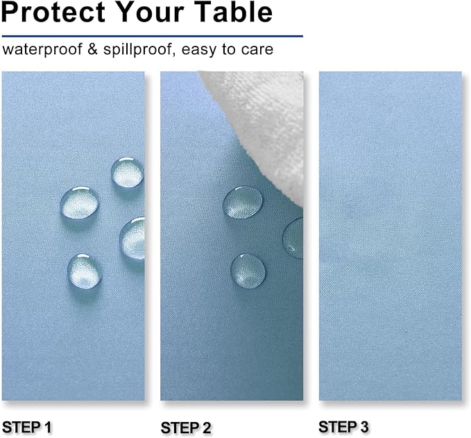 Hiasan Dusty Blue Tablecloth for Rectangle Tables - Waterproof and Spillproof Washable Fabric Table Cloth for Dining Room Kitchen Party, 60 x 120 Inch