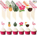 Luau Cupcake Toppers Tropical?Cake Decorations Hawaiian Toothpicks Sticks with Flamingo Pineapple Palm Leaves Shape Picks for Summer Beach Theme Party Favors Supplies, 6 Styles (144)