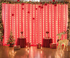 Red Tulle Backdrop Curtain with Lights String for Parites 30x8ft Sheer Backdrop Curtains Drapes for Birthday Party Baby Shower Christmas Wall Photo Booth Background Decorations(6 Panels 5ft×8ft)