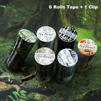 Forest Washi Tape Set, 6 Rolls Tree Landscape Stickers with Clip for Scrapbooking, Journaling and Planner Supplies