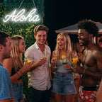 Aloha Neon Light Aloha Cold White Neon Sign for Wall Decor, 15"x5.9" LED Neon Art Decorative Lights with Dimmer Switch USB Operated for Home, Bar Club Wedding and Party Decor, Christmas, Birthday Gift