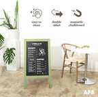 Ilyapa Wooden A-Frame Sign with Eraser & Chalk - 40 x 20 Inches Magnetic Sidewalk Chalkboard – Menu Display for Restaurant, Business or Wedding