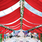6 Panels Red Ceiling Drapes for Wedding 5ftx30ft Chiffon Fabric Arch Draping Curtains Sheer Drapery for Party Ceremony Birthday Baby Shower Reception Stage Swag Ceiling Decorations