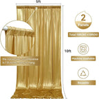 10x10 ft Gold Sequin Backdrop Curtain Panels for Parties, Wrinkle Free Glitter Photo Backdrop Drapes 2 Panels 5x10FT Shimmer Back Drop Cloth for Wedding Birthday Christmas Photography Background