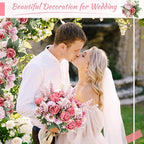 Zeyune 8 Pcs Wedding Silk Flowers Fake Silk Flowers Faux Bouquet Hydrangea Bouquets for Wedding Birthday Party Table Centerpieces Home Decoration (Bean Paste Pink,Rose)