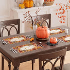 XCHI Fall Color Wild Flowers Watercolor Placemats Set of 4 for Party Home Kitchen Dining Table Decorations Table Mats 12x18 Inch
