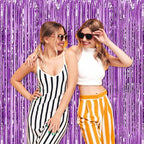 6 Pack Light Purple Foil Fringe Curtains Backdrop, 3.28 x 8.2 Ft Metallic Streamers Tinsel Curtains Background for Photo Booth, Birthday, Weddings, Carnivals, Graduation, Themed Party Decorations
