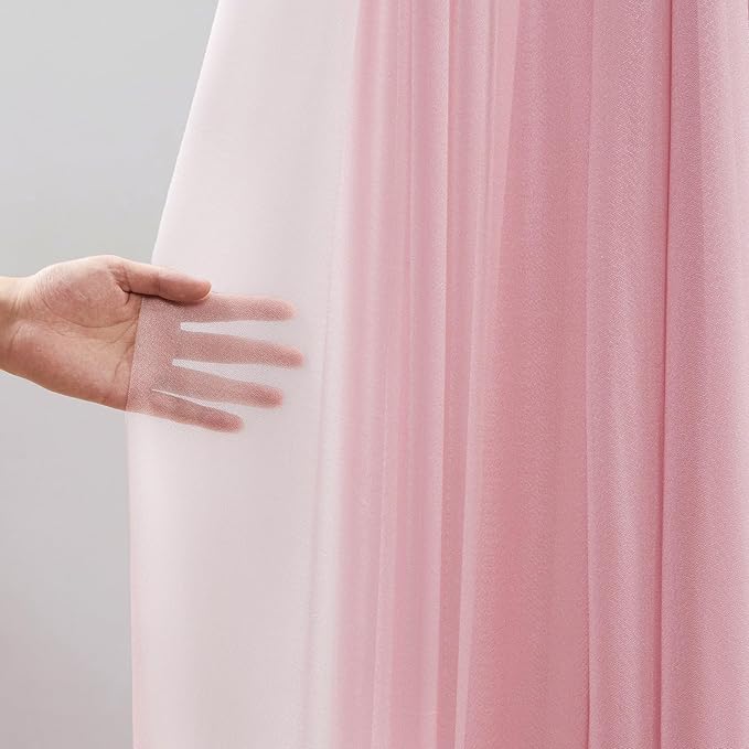 Wedding Arch Draping Fabric, 2 Panels 30" x 20Ft Dusty Rose Sheer Curtain Drapes Extra Wide & Long Backdrop Curtains for Bridal Shower Backdrop Outdoor Party Arches Church Ceremony Decoration