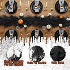 N&T NIETING 5.9FT Halloween Black Artificial Norfolk Pine Garland Real Touch Christmas Garlands Faux Garland for Table Mantle Holiday Fireplace Indoor Outdoor Christmas Halloween Decorations