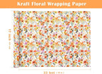 WRAPAHOLIC Kraft Floral Wrapping Paper Roll - Mini Roll - 17 Inch x 33 Feet - Bright Summer Flower Wrapping Paper, Perfect for Wedding, Birthday, Bridal Shower, Tea Party