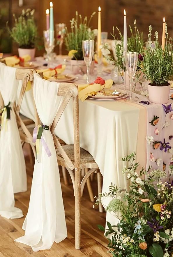 12 Pack 60 x 126 Inch Tablecloth, Beige Polyester Tablecloth for 8 Ft Rectangle Tables, Washable Fabric Table Cover for Wedding Party Dining Buffet Parties or Camping
