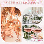 PATIKIL 50 Pcs Bow Drink Tags, Acrylic Wine Glass Charms Reusable Drink Markers for Party Wedding Birthday and Events Accessories, Mirror Gold