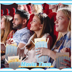 Xinnun 200 Pcs Paper Popcorn Boxes 1 oz Close Top Oil Proof Disposable Popcorn Container 6 x 4 x 2 Inch Stripes Leak Proof Popcorn Boxes for Party Movie Party Theater Night Birthday (Blue)