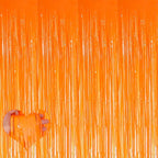 4 Pack Orange Fringe Curtain Backdrop, 3.2Ft x 6.6Ft Metallic Tinsel Foil Fringe Streamers Curtains Background for Photo Booth Birthday Wedding Baby Shower Party Thanksgiving Christmas Decorations