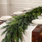 Alupssuc 9FT Christmas Garland, Cedar Garland -Real Touch Artificial Greenery Cypress Pine Garland for Mantle Table Railing Fireplace Indoor & Outdoor Christmas Decoration