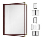 Goodsmart Restaurant Menu Covers - 25 Pack Burgundy 8.5" x 11", 2-Page/4-View, Side-Loading Vinyl Menu Holders, Clear Sleeves, Double-Stitched Edge, Leather-Style Café Menu Covers with Gold Corners