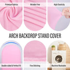 LEBENGURU Upgraded 6FT Wedding Arch Cover, Light Pink Spandex Fitted Arch Backdrop Cover, Round Top Chiara Stand Covers for Birthday Party Baby Shower Banquet Balloon Décor