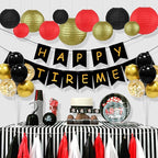 12Pcs Round Paper Lanterns Assorted Sizes (6" 8" 10" 12") for Home Decor, Wedding, Birthday, Hibachi Party, Casino Theme Party Decorations, Hanging Chinese Japanese Paper Lamps (Black Red Gold)