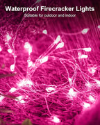 Fairy Lights Battery Operated, Twinkle String Lights Waterproof Silver Wire 5 Ft 60 LED Firecracker Valentine's Lights for DIY Wreath Wedding Bedroom Mason Jar Holiday Christmas Valentine's Day, Pink